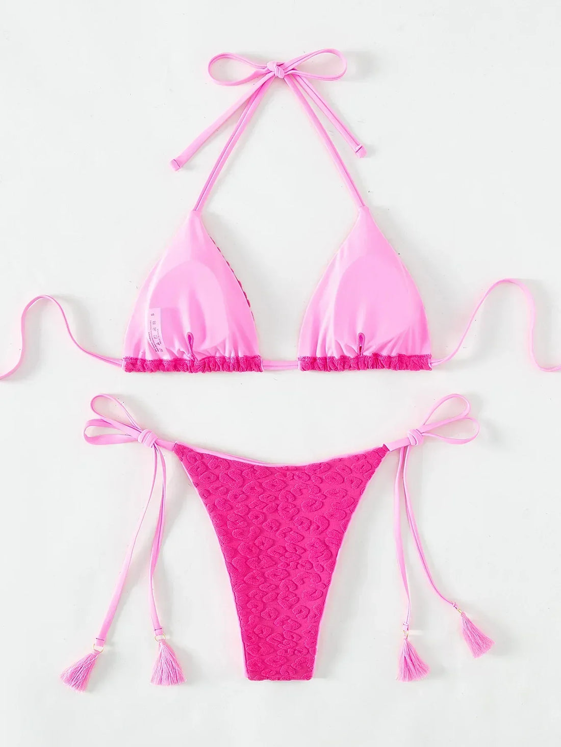 Pink Lace Up Classic Triangle Bikini